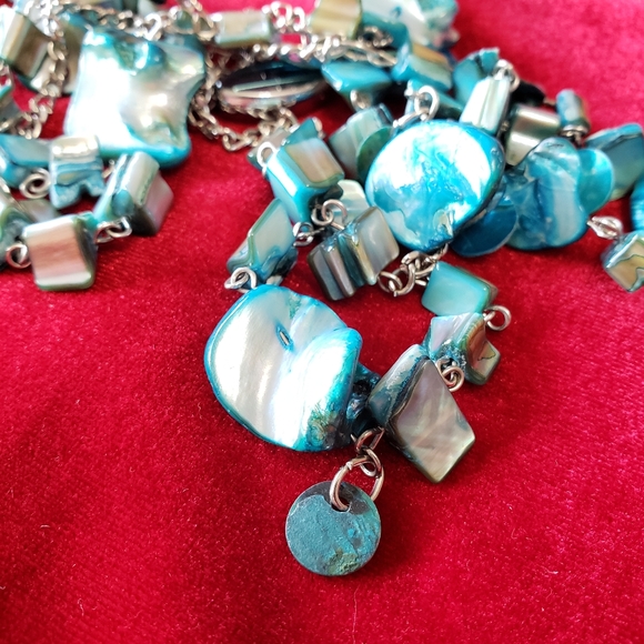 Two Strand Blue Shell and Glass bead Necklace - Picture 8 of 11